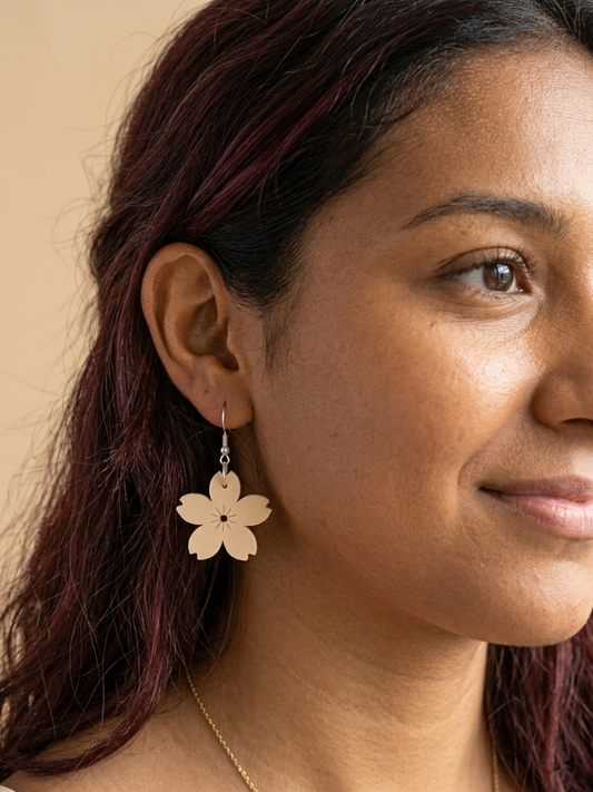 Cherry Blossom Earrings – 3D Printed Floral Dangle Earrings