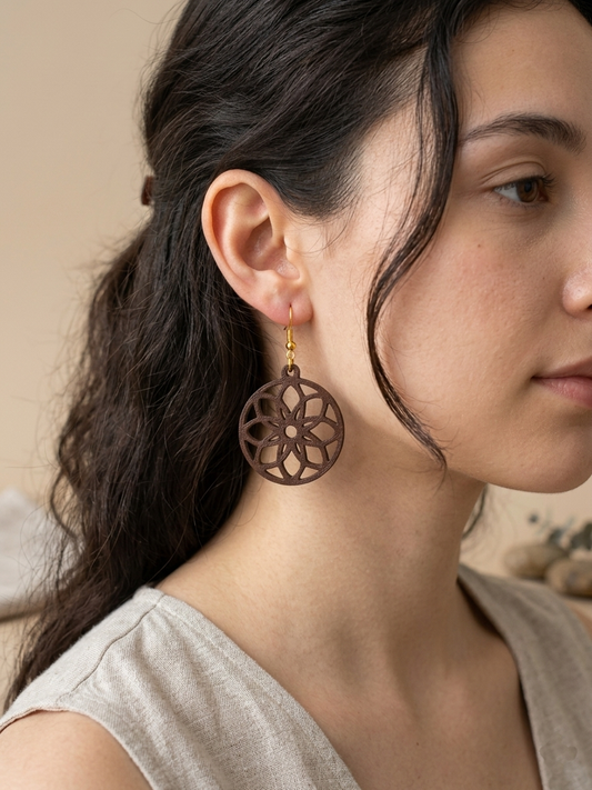 Floral Round Earrings – 3D Printed Dangle Earrings