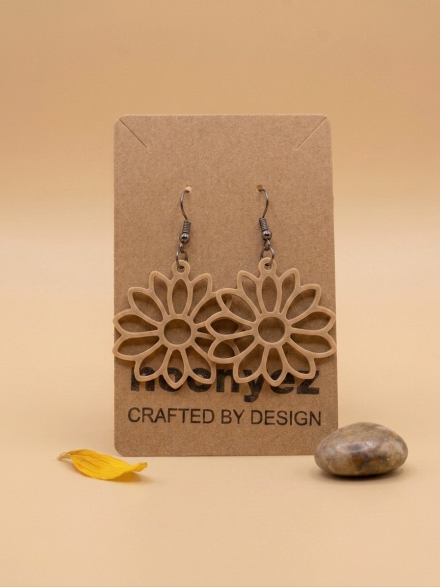 Sun Flower Earrings – 3D Printed Dangle Earrings