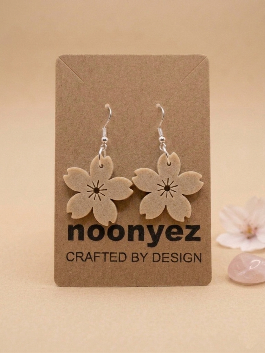 Cherry Blossom Earrings – 3D Printed Floral Dangle Earrings