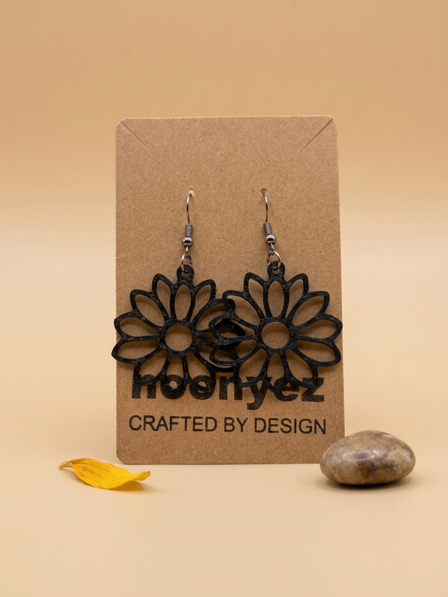 Sun Flower Earrings – 3D Printed Dangle Earrings