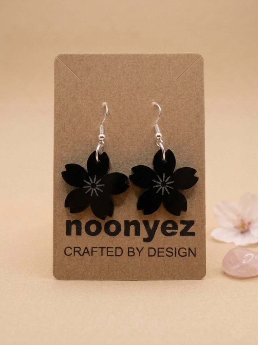 Cherry Blossom Earrings – 3D Printed Floral Dangle Earrings