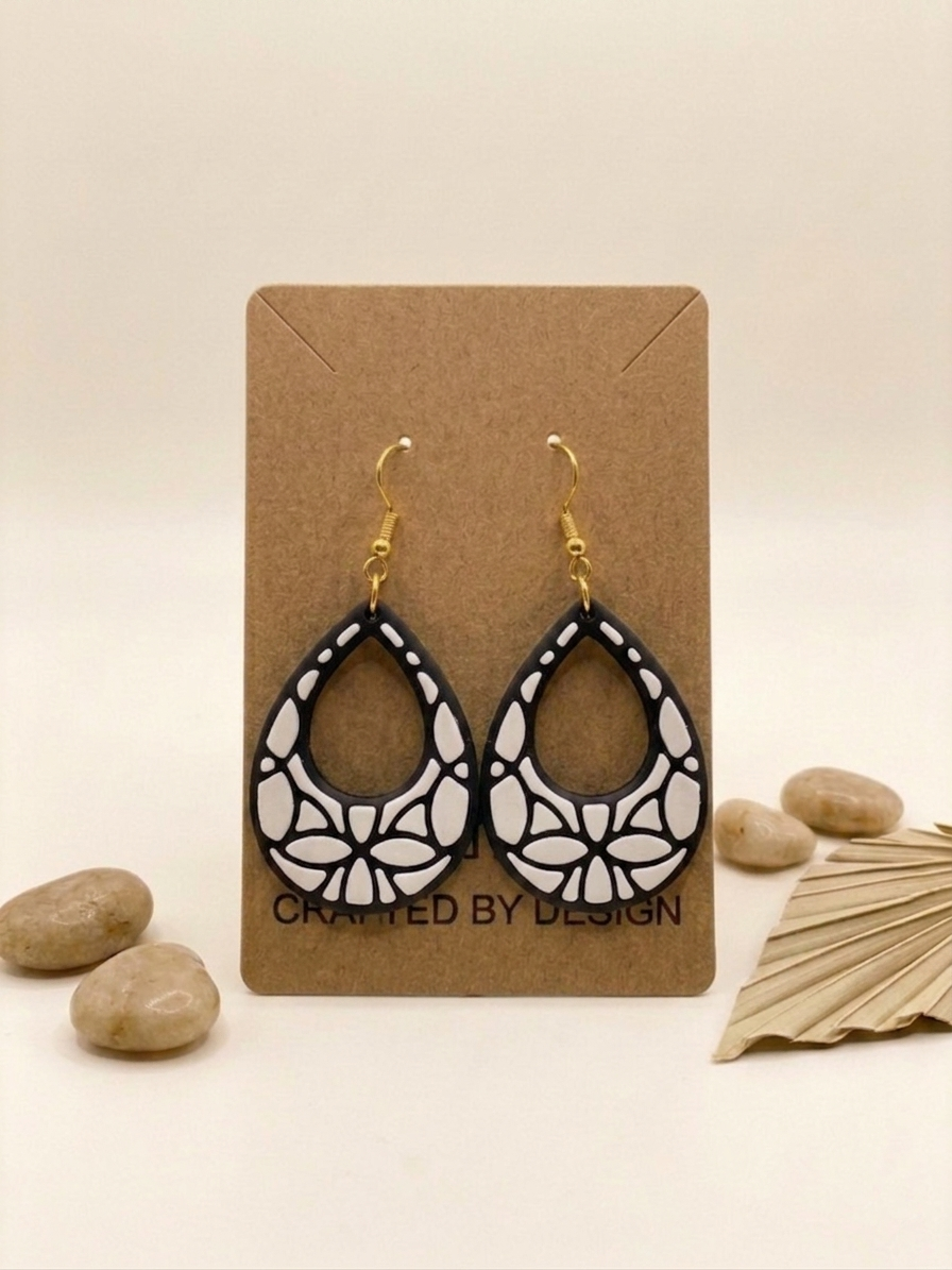 Teardrop Lattice Earrings – 3D Printed Dangle Earrings