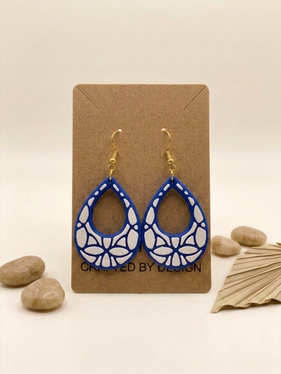 Teardrop Lattice Earrings – 3D Printed Dangle Earrings