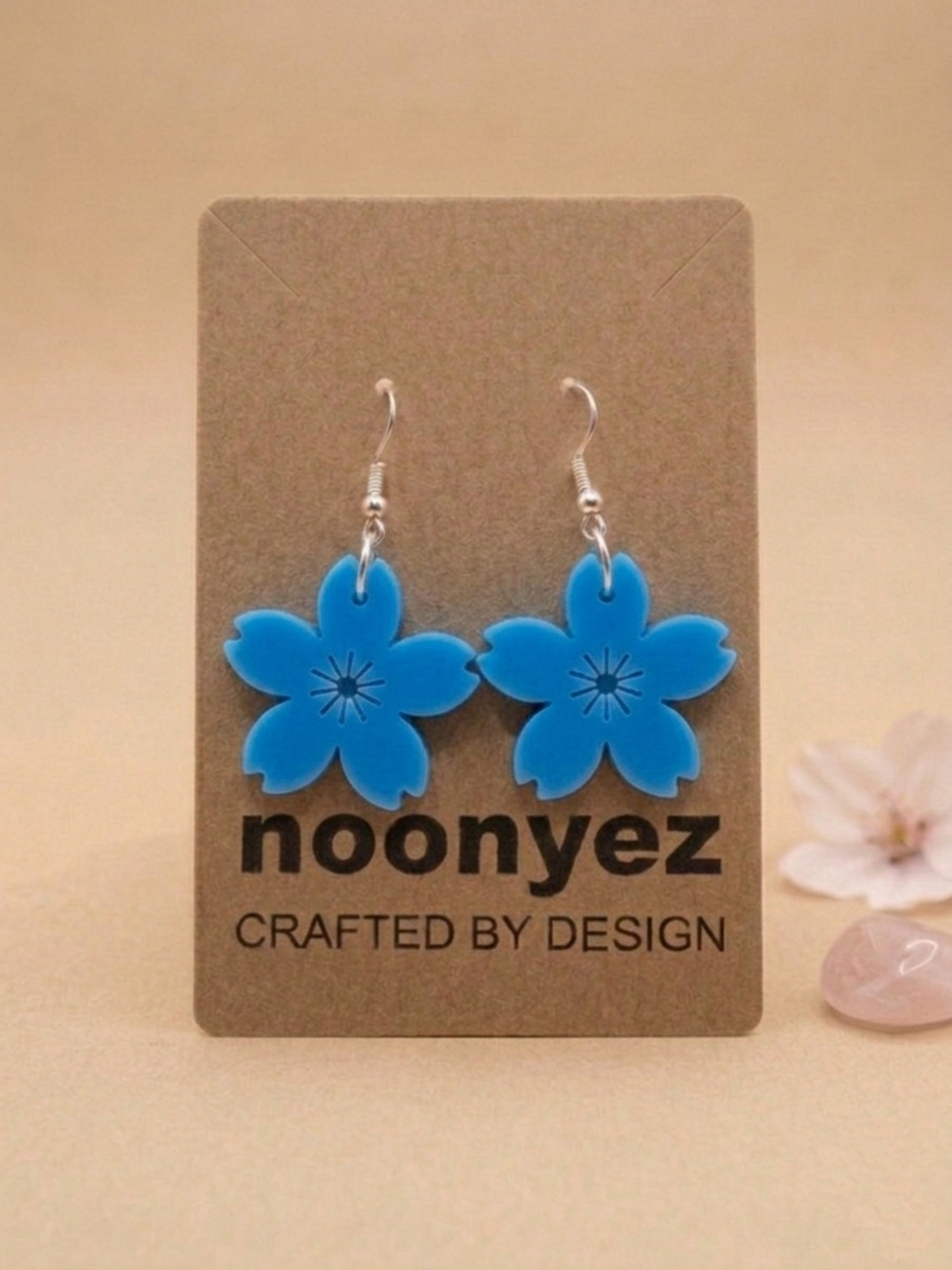 Cherry Blossom Earrings – 3D Printed Floral Dangle Earrings