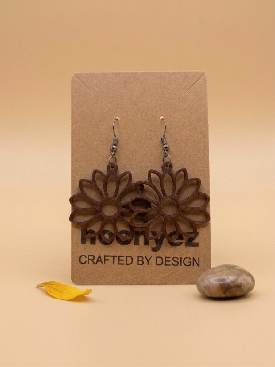 Sun Flower Earrings – 3D Printed Dangle Earrings