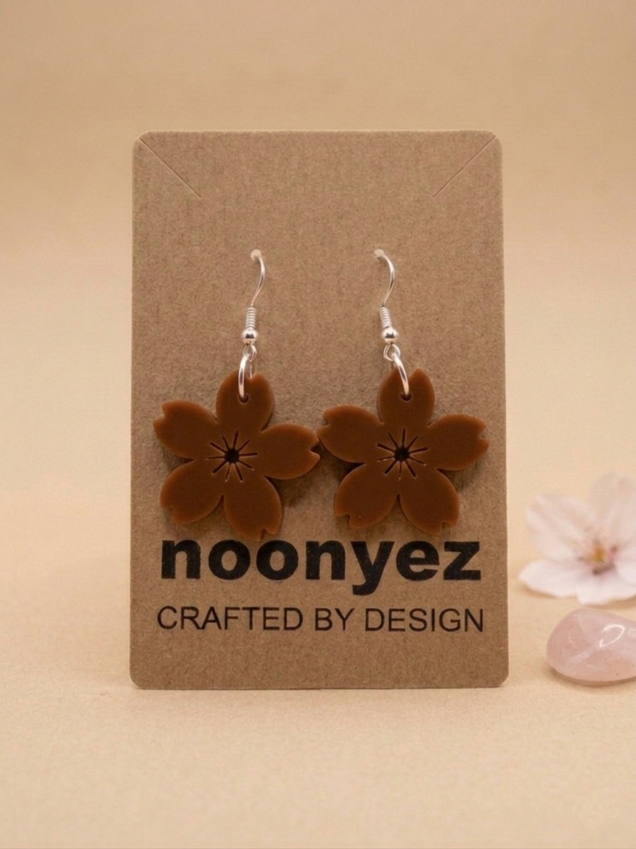 Cherry Blossom Earrings – 3D Printed Floral Dangle Earrings