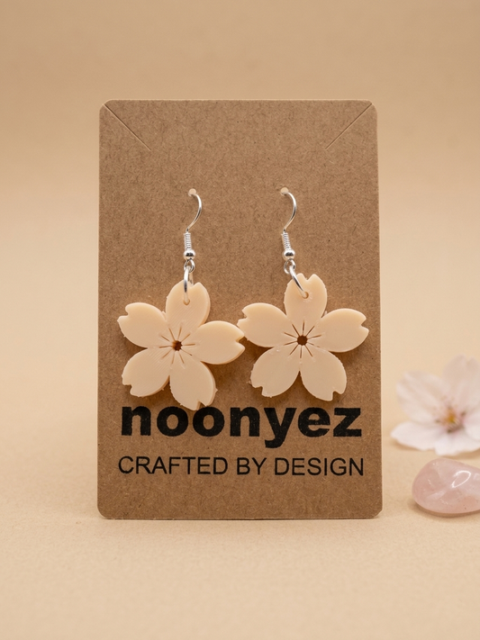 Cherry Blossom Earrings – 3D Printed Floral Dangle Earrings