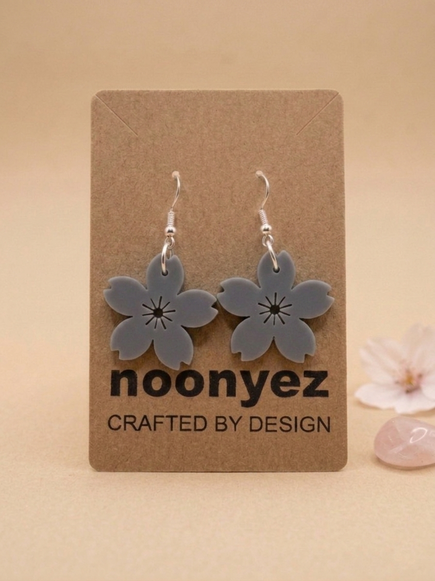 Cherry Blossom Earrings – 3D Printed Floral Dangle Earrings