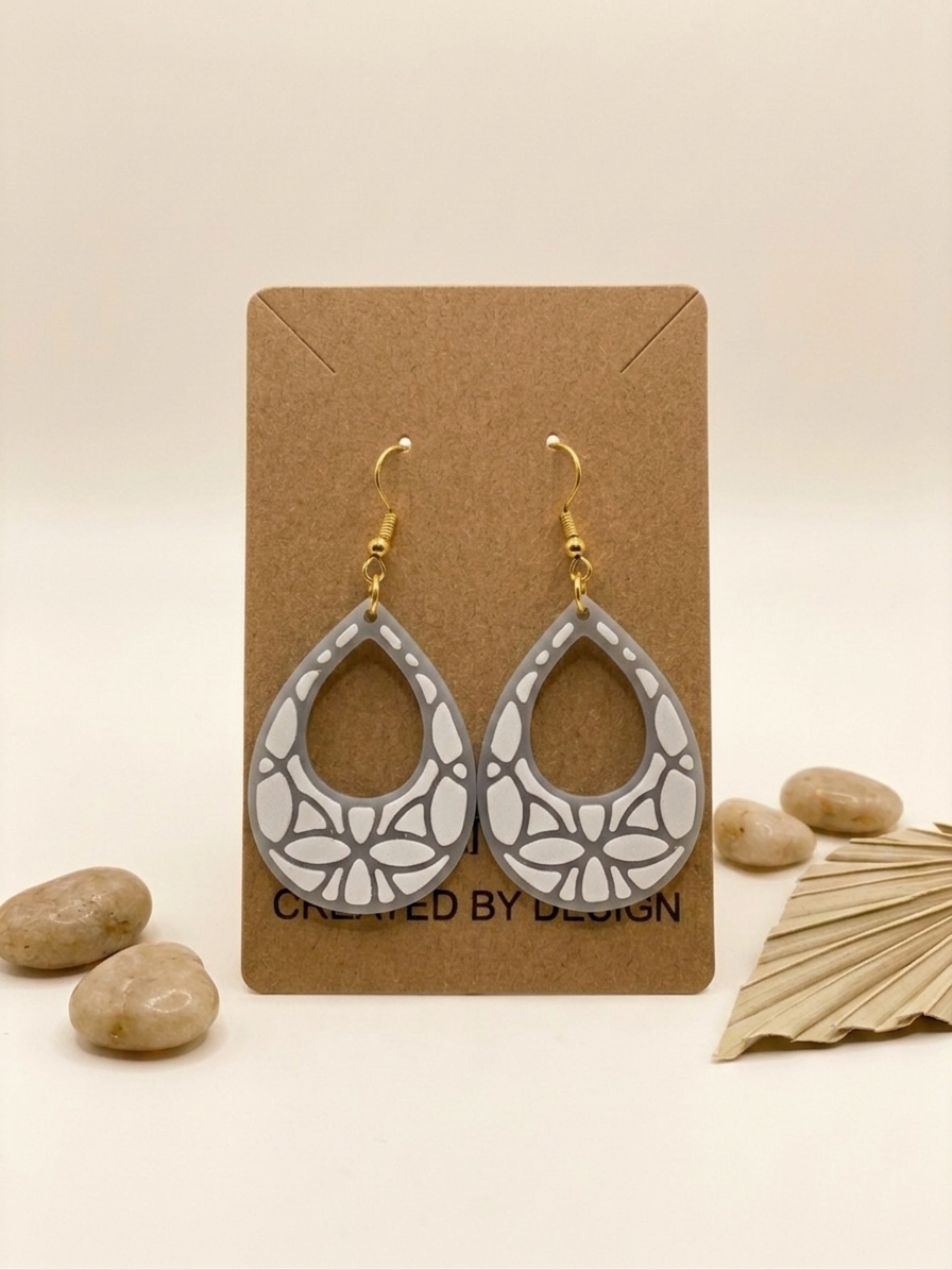 Teardrop Lattice Earrings – 3D Printed Dangle Earrings
