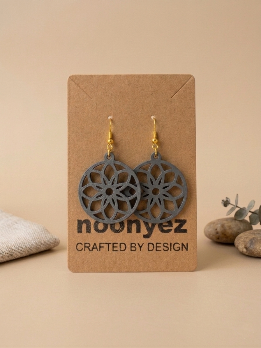 Floral Round Earrings – 3D Printed Dangle Earrings