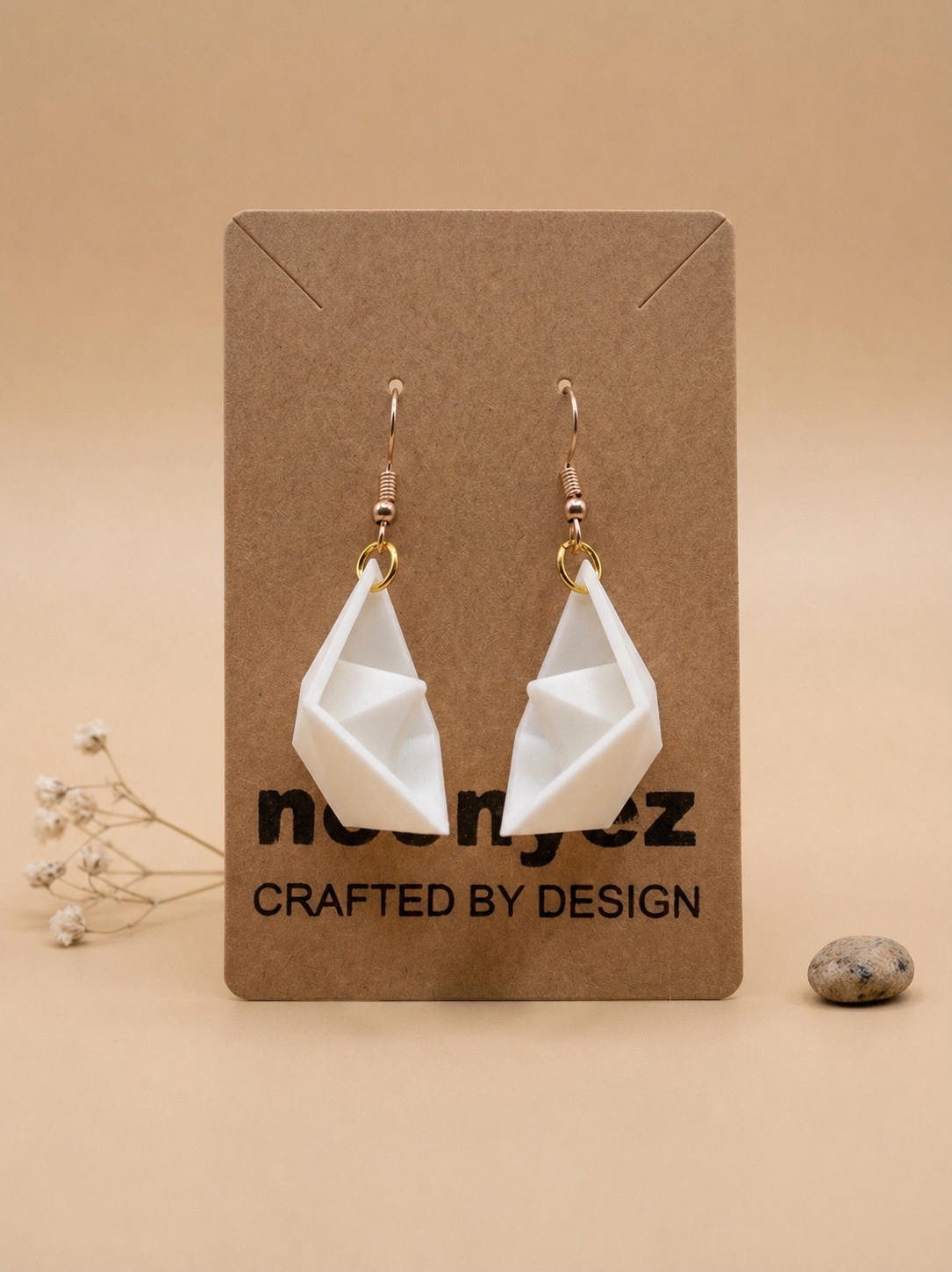 Paper Boat Earrings – 3D Printed Origami Dangle Earrings
