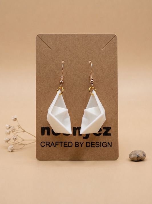 Paper Boat Earrings – 3D Printed Origami Dangle Earrings