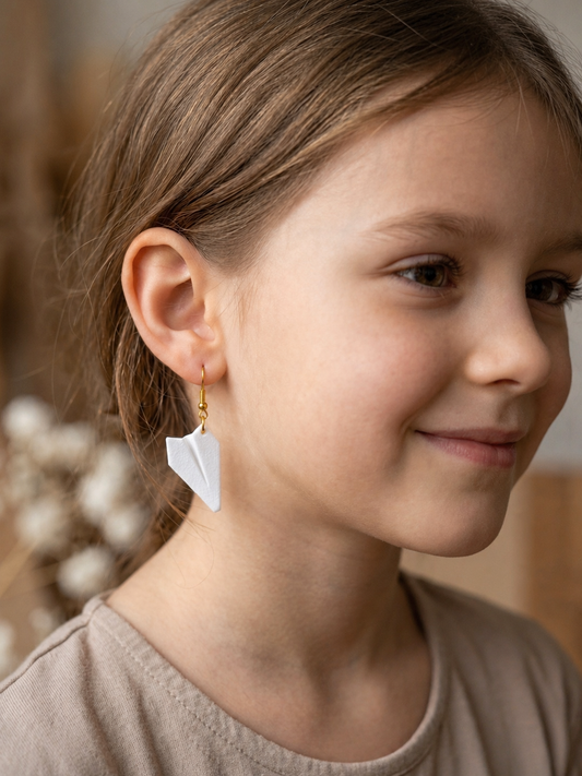 Paper Airplane Earrings – 3D Printed Dangle Earrings