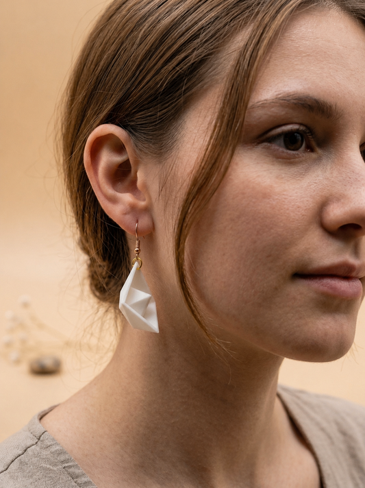 Paper Boat Earrings – 3D Printed Origami Dangle Earrings