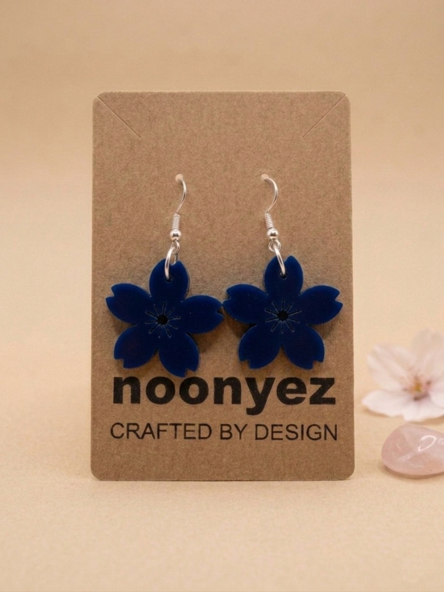 Cherry Blossom Earrings – 3D Printed Floral Dangle Earrings