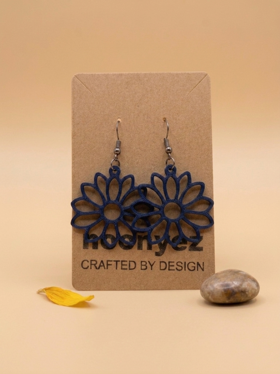 Sun Flower Earrings – 3D Printed Dangle Earrings