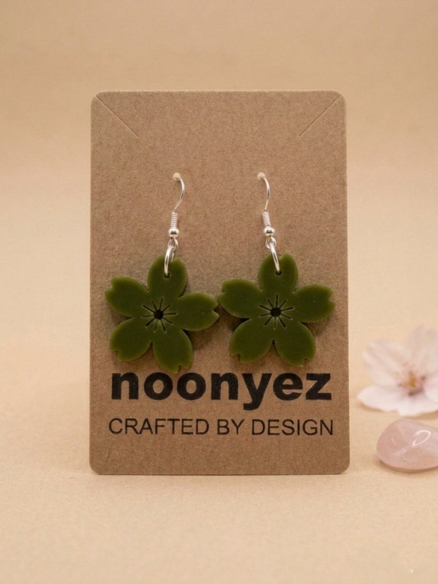 Cherry Blossom Earrings – 3D Printed Floral Dangle Earrings