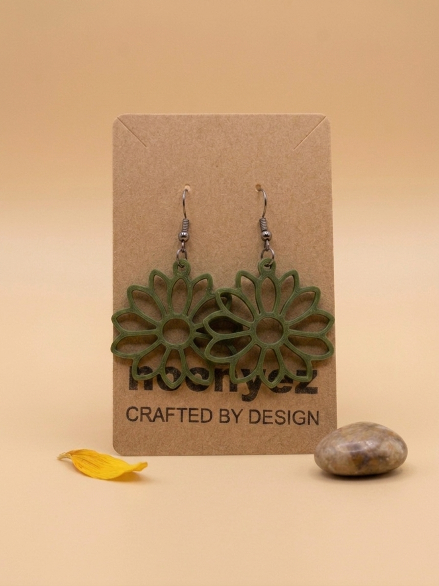 Sun Flower Earrings – 3D Printed Dangle Earrings
