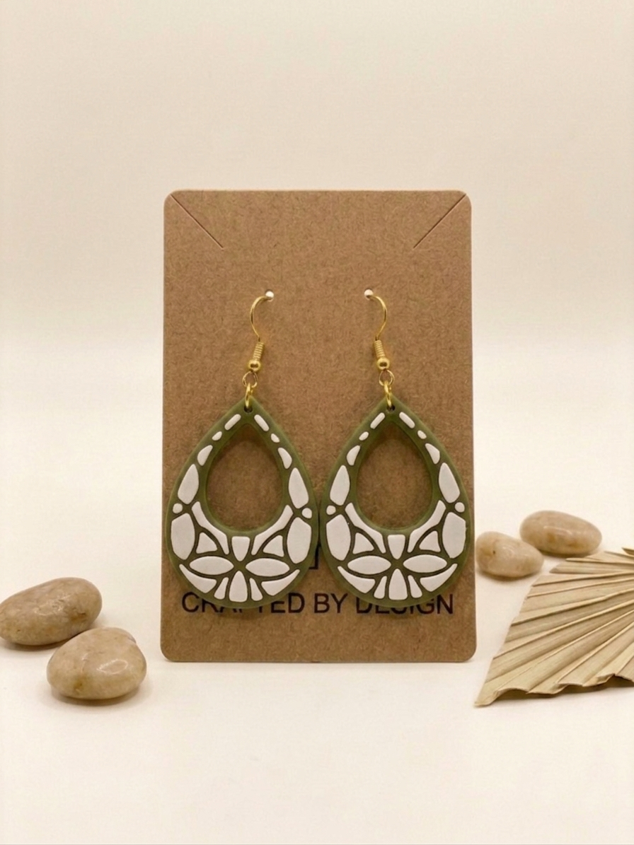 Teardrop Lattice Earrings – 3D Printed Dangle Earrings