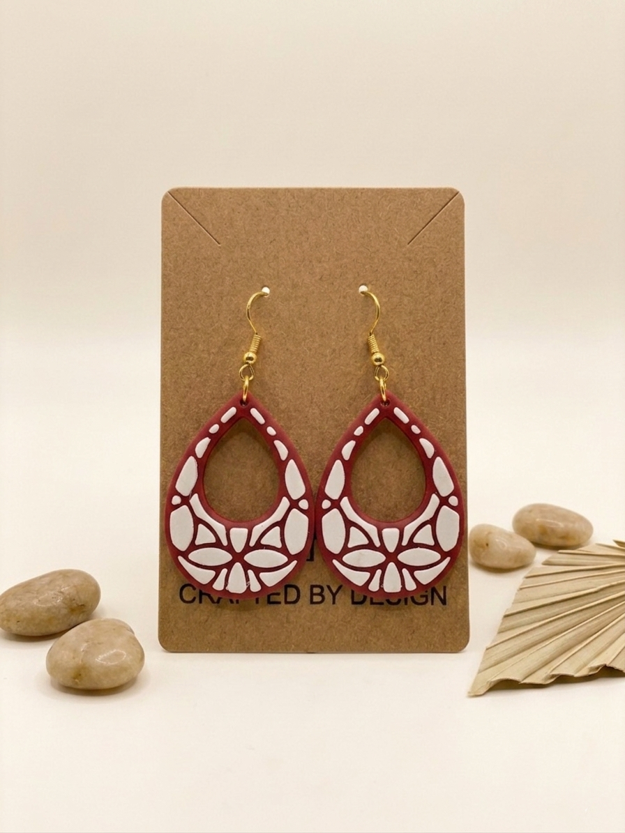 Teardrop Lattice Earrings – 3D Printed Dangle Earrings