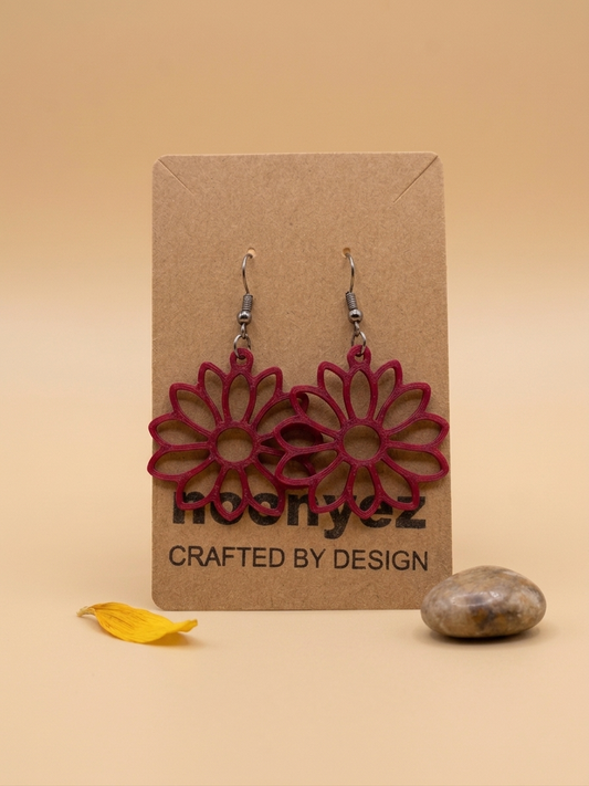 Sun Flower Earrings – 3D Printed Dangle Earrings