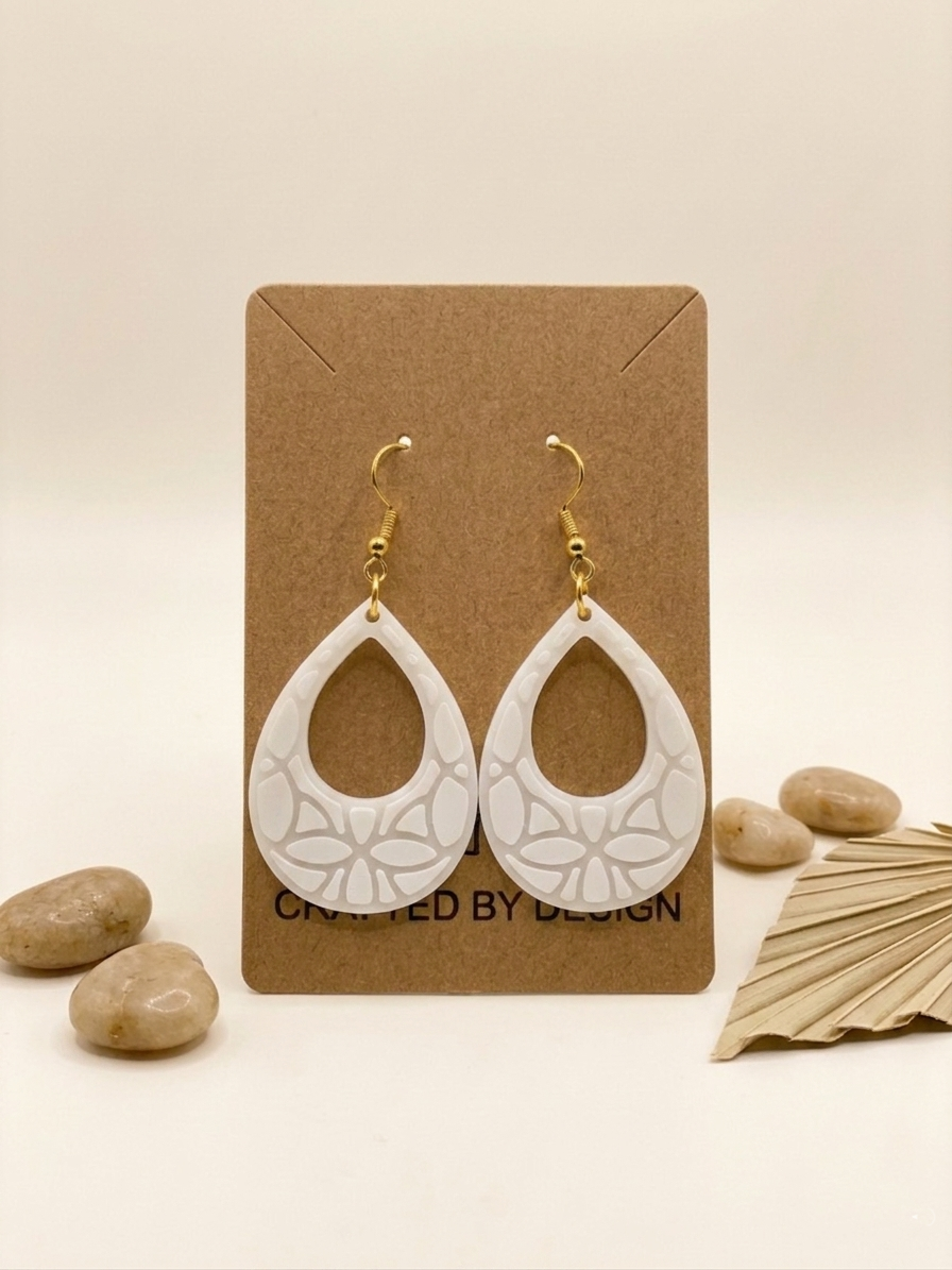 Teardrop Lattice Earrings – 3D Printed Dangle Earrings