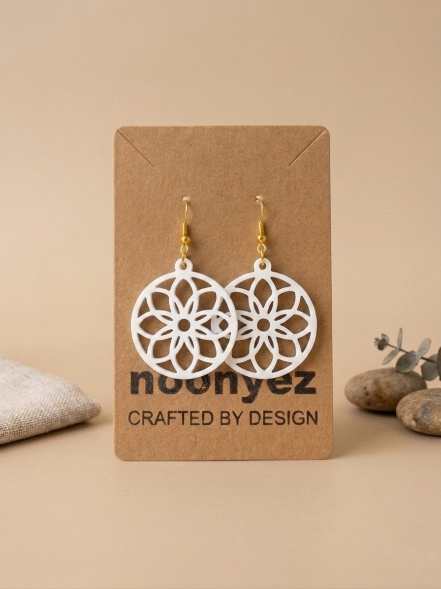 Floral Round Earrings – 3D Printed Dangle Earrings