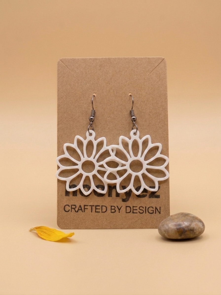 Sun Flower Earrings – 3D Printed Dangle Earrings