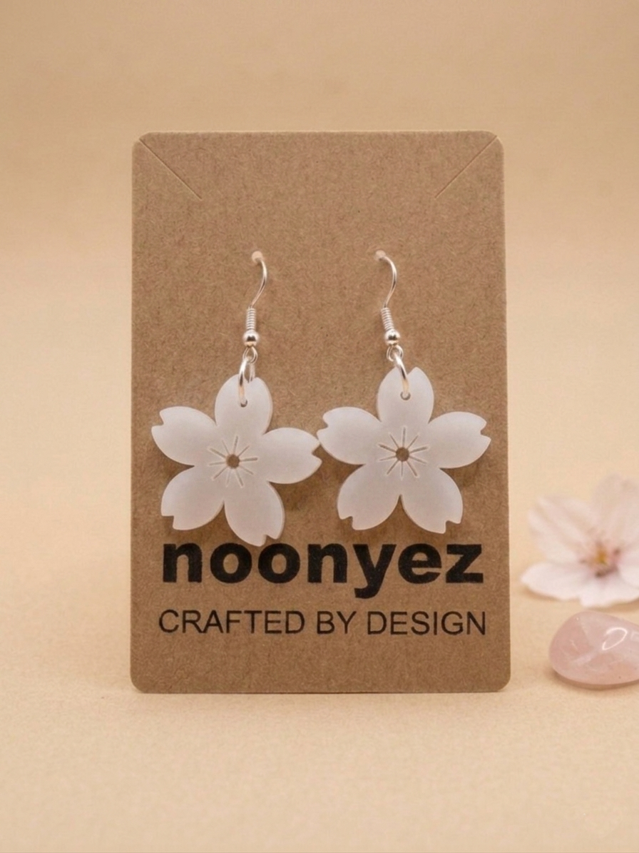 Cherry Blossom Earrings – 3D Printed Floral Dangle Earrings